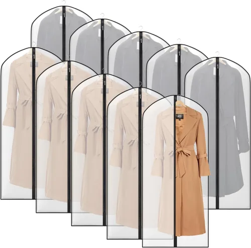 Vista 7 de Zilink Bolsas de ropa transpirables para abrigo de piel de 43", bolsas de traje para almacenamiento en armario, fundas transparentes para chaqueta