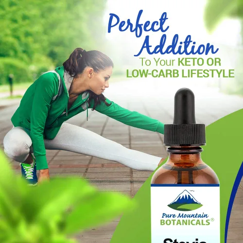 Vista 5 de Pure Mountain Botanicals Gotas de Stevia líquidas, edulcorante natural, concentrado sin azúcar, sustituto apto para diabéticos, ideal para dieta