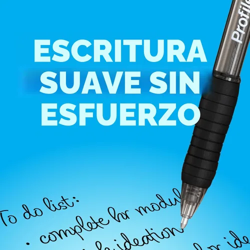 Vista 5 de Paper Mate Profile - Bolígrafos retráctiles de punta redonda, 1,4 mm, negros, 12