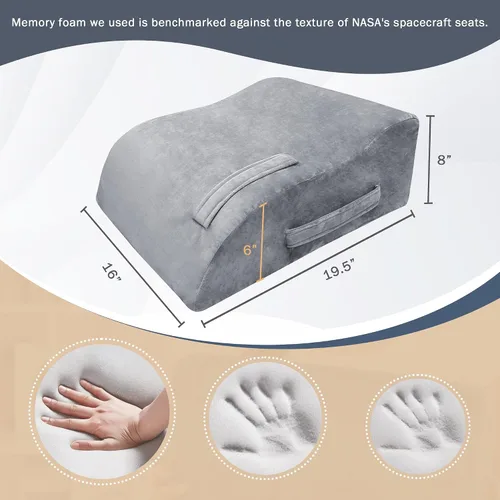 Vista 4 de Almohadas de Elevación de Piernas, Almohadas de Piernas de 8" para Dormir, Almohada de Cuña de Espuma Viscoelástica para Hinchazón, Circulación