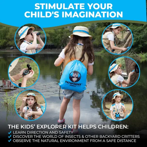 Vista 4 de Kit de explorador para niños con chaleco y sombrero de safari para niños de 7 a 12 años - Disfraz de safari y disfraz de guardián de zoológico