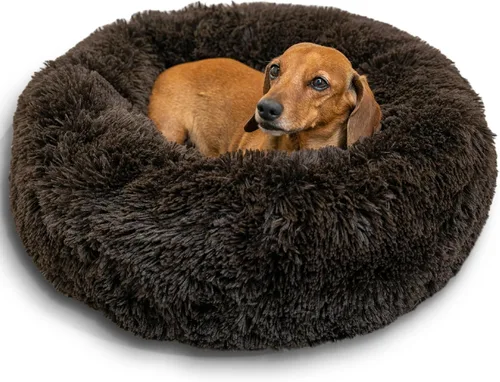 Vista 93 de Best Friends by Sheri - The Original Calming Donut - Cama calmante en forma de dona para perros y gatos - Pelo largo, azul bebé, M, 30 x 30 pulgadas
