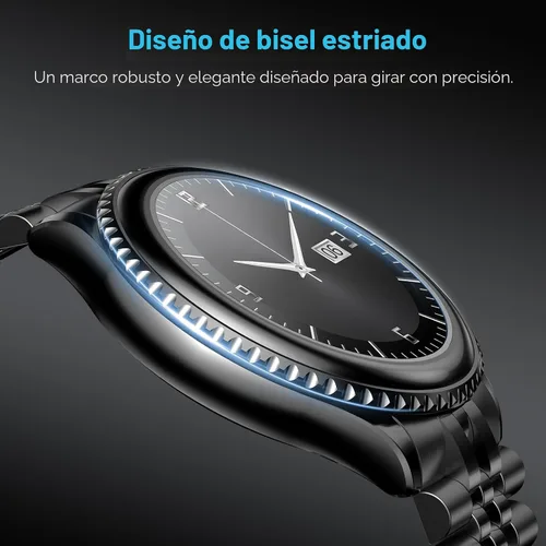 Vista 3 de Reloj inteligente con bisel giratorio 2026 para hombre con llamada Bluetooth, frecuencia cardíaca, presión arterial, SpO2, monitor de sueño, reloj