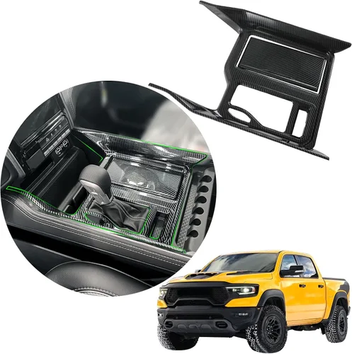 Vista 2 de 2 piezas para Dodge RAM 1500 TRX 2019-2023 Cubierta del panel de palanca de cambios de consola central Accesorios interiores ABS