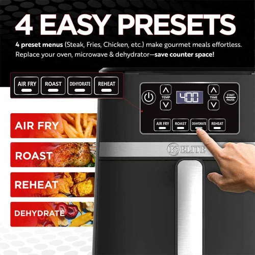 Vista 4 de Kitchen Elite KE-AF300M Freidora de aire digital de 3 cuartos de galón, freidora de aire compacta sin aceite con controles táctiles digitales