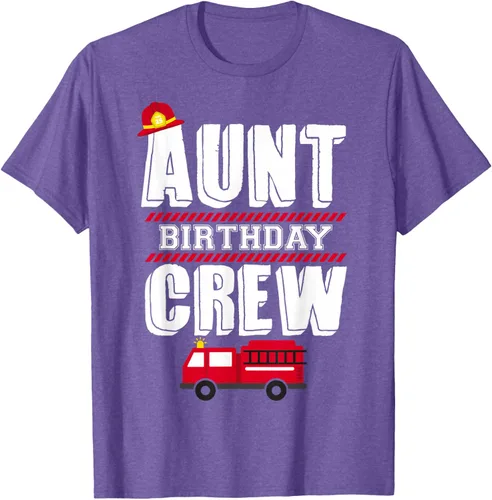 Vista 9 de Aunt Birthday Crew Fire Truck Fireman - Camiseta para fiesta de acogida, Negro, S