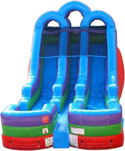 Vista 11 de TentandTable Tobogán acuático inflable de doble carril para niños y adultos, diversión acuática gigante de grado comercial, incluye soplador de aire