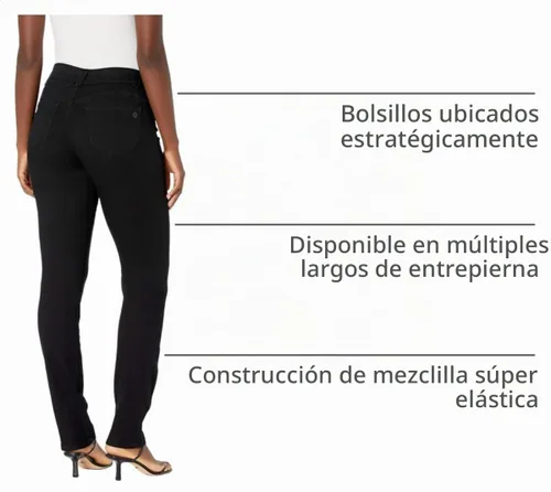 Vista 4 de Democracy Jeans de pierna recta para mujer Ab Solution Negro