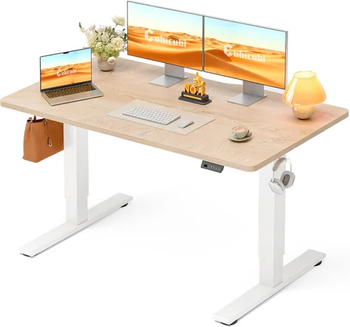 Vista 30 de CubiCubi Escritorio eléctrico de pie de 48 x 30 pulgadas, escritorio de pie ajustable en altura con ajustes preestablecidos de memoria, escritorio