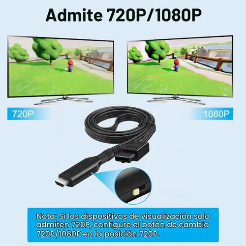 Vista 3 de Adaptador convertidor N64 a HDMI compatible con salida de audio y video, cable de enlace HDMI para modos N64, Plug and Play, compatible con pantalla