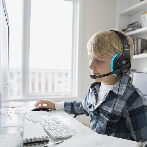 Vista 5 de Kids Adults Over-Ear Gaming Headphone for Xbox One, Nintendo Switch, Bass Surrounding Stereo, PS4 with Microphone and Volume Control for Laptop, PC