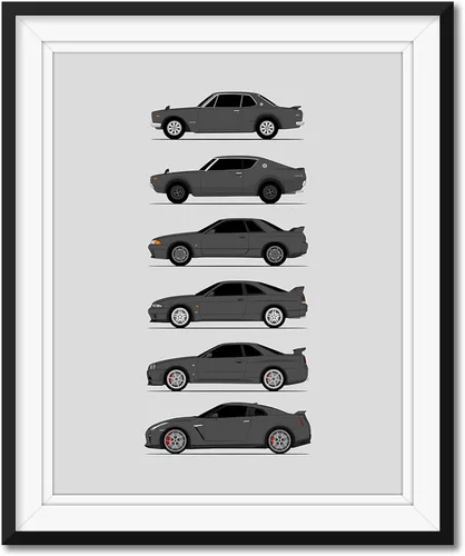 Vista 7 de Custom Car Posters Handmade Poster compatible with Nissan Skyline GT-R and Print of Nissan Skyline GTR (KPGC10, KPGC110, R32, R33, R34, R35)