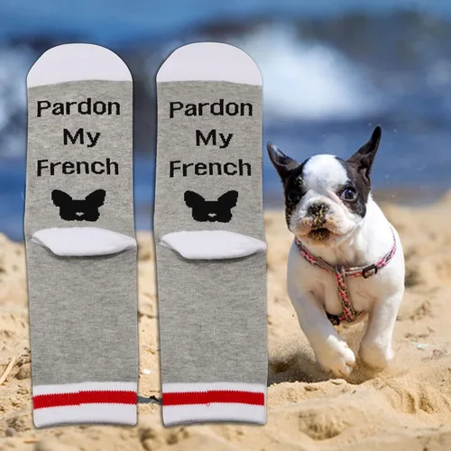 Vista 4 de PXTIDY - Calcetines de Bulldog francés para regalo de perro francés