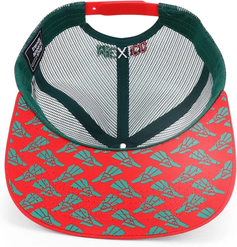 Vista 6 de Trendy Apparel Shop XXL Hecho En Mexico Eagle 3D Bordado Flatbill Snapback Mesh Cap