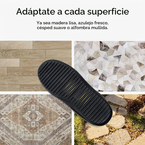Vista 5 de MERRIMAC - Zapatillas de deslizamiento para hombre, cómodas, con espuma viscoelástica, antideslizantes, para interiores, zapatos de casa Negro