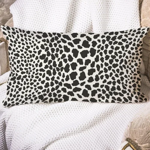 Vista 2 de Funda de almohada con estampado de leopardo negro, funda de almohada de piel de animal de 12 x 16 pulgadas, almohada decorativa para el hogar
