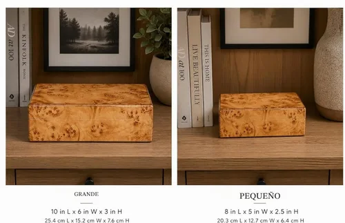 Vista 4 de Cruiser's Caché Burl - Caja decorativa de 8 pulgadas con forro de gamuza