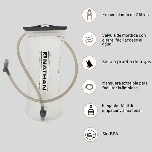 Vista 4 de Nathan Chaleco de hidratación con bolsa de 2 litros incluida, chaleco para correr para hombres y mujeres, mochila para correr con bolsillo para Negro