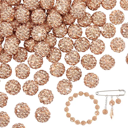 Vista 16 de PH PandaHall - 240 piezas de cuentas de strass en 24 colores, cuentas de cristal de 10 mm, cuentas de bola de discoteca con strass, cuentas