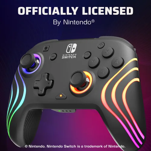 Vista 6 de PDP Gaming Afterglow Wave Wireless Nintendo Switch Pro Controller - Officially Licensed, Nintendo Switch 2, Switch Lite/OLED, RGB LED Customization