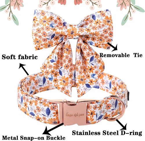 Vista 72 de Unique style paws - Collar para perros con corbatín, collar ajustable para perros y gatos, pequeño, mediano y grande