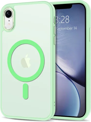 Vista 252 de Anuck - Funda magnética para iPhone 11 compatible con MagSafe, carcasa trasera mate translúcida dura, borde de TPU, delgada, resistente a impactos