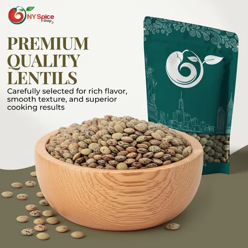 Vista 2 de NY SPICE SHOP Lentejas francesas – Lentejas verdes francesas de 3 libras – Frijoles secos – Rico en proteínas y fibra – Ideal para guisos, curry