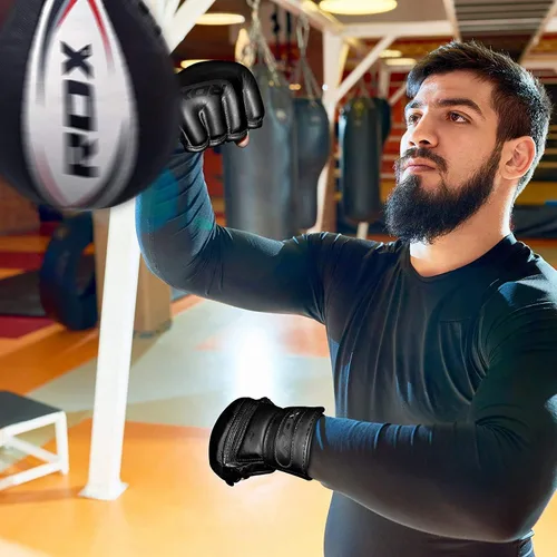 Vista 4 de RDX Guantes MMA de piel maya real de alta calidad, guantes de combate y agarre para artes marciales mixtas para entrenamiento, guantes de lucha