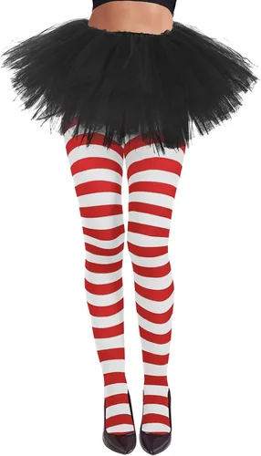 Vista 13 de American Trends Medias de rayas para mujer, mallas de bruja para disfraz de Halloween, medias elásticas Verde Negro (Green Black Stripe)