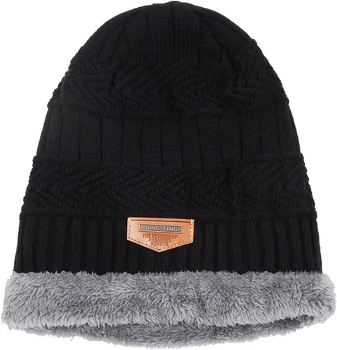Vista 2 de Gorros de invierno cálidos de punto con forro polar para hombres y mujeres
