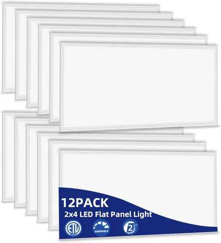 Vista 10 de WYZM Paquete de 4 luces LED de panel plano de 2 x 4, panel de luz LED de 2 pies por 4 pies, accesorio de iluminación de techo, 7800 lúmenes, 5000 K
