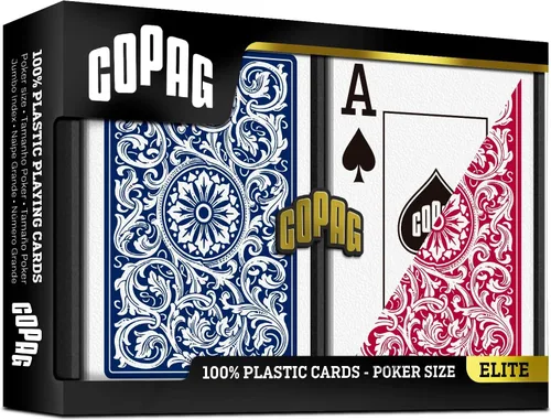 Vista 2 de Copag 1546 Design - Juego de cartas 100% de plástico, tamaño de póquer (estándar) rojo/azul (índice jumbo, 1 juego)