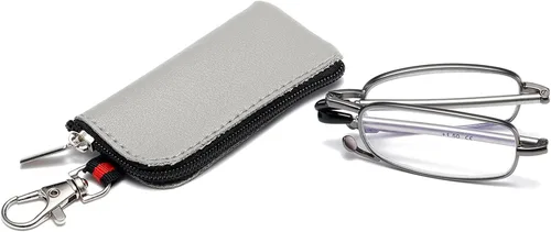 Vista 13 de Gafas de lectura plegables para hombres y mujeres, llavero compacto para lectores con luz azul, anteojos portátiles de bolsillo