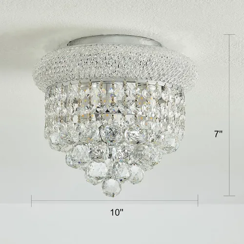 Vista 2 de Lámpara de Araña de Cristal de 3 Luces Empotrada en el Techo para Sala de Estar, Comedor, Dormitorio, Vestíbulo, Entrada, Pasillo, Armario, Baño