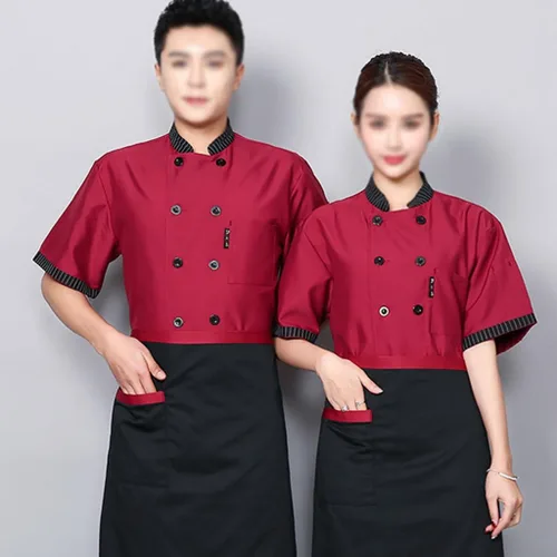 Vista 2 de Short Sleeve Chef Coat for Mens and Women Unisex Chef Jacket Restaurant Kitchen Work Clothes