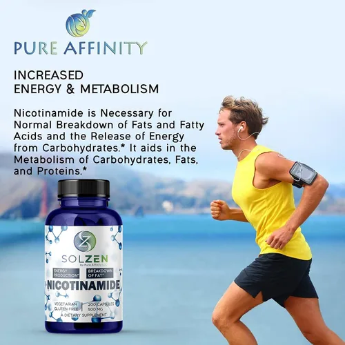Vista 6 de Nicotinamida B3 500 mg Niacina eficaz sin enjuagues. Potenciador de energía, regenerador celular, que apoya el deterioro cognitivo