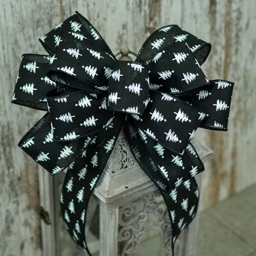 Vista 2 de Wreath Bow for Add On Attachments to Staircase, Garlands, Lanterns - Customized (Christmas Black Tree, Set of 1)