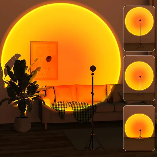 Vista 6 de Balkwan Lámpara de Piso con Proyección de Puesta de Sol, Lámpara Nocturna Led con Soporte Ajustable de 140cm, Rotación de 360 Grados, Luz de Red