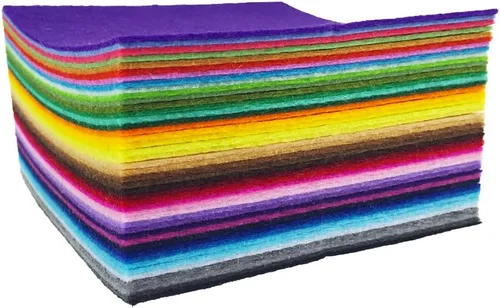Vista 5 de flic-flac 44 hojas de tela de fieltro de colores surtidos de 6 x 6 pulgadas (5.9 x 5.9 in), diseño de retazos, costura de bricolaje, manualidades