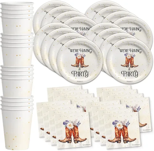 Vista 19 de Dinero $100 Dollar Billetes Fiesta de Cumpleaños Suministros Set Platos Servilletas Tazas Vajilla Kit para 16