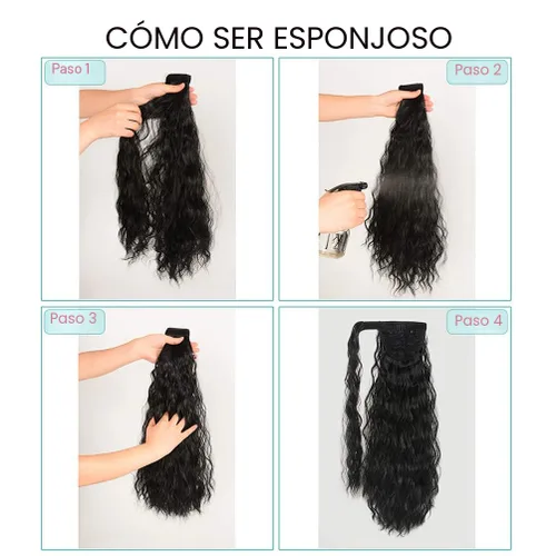 Vista 7 de Extensión de cola de caballo con clip de onda de maíz, 22 pulgadas de largo, ondulado, rizado, envolvente, resistente al calor, sintético, postizo