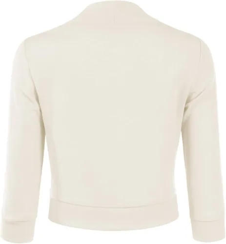 Vista 3 de DOUBLJU Bolero - Chaqueta corta con frente abierto, manga 34, básica, para negocios, casual, para mujer, talla grande