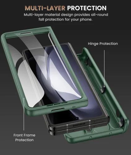 Vista 7 de Caka Funda para Galaxy Z Fold 5 (2023), [Clip resistente para cinturón] Funda con protector de pantalla integrado y soporte magnético y cubierta