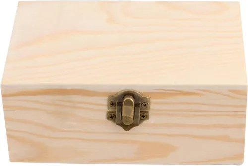 Vista 5 de HEALLILY Joyero de madera sin acabar, organizador de almacenamiento de manualidades, rectángulo compacto para aretes, anillos, cuentas, decoración