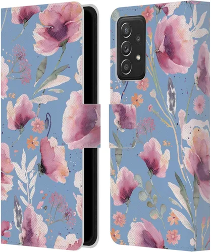 Vista 156 de Head Case Designs Officially Licensed Ninola Abstract Poppies Lilac Floral Leather Wallet Case Compatible with Samsung Galaxy A07 4G
