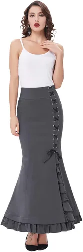 Vista 4 de Belle Poque BP203 - Falda de sirena con volantes estilo victoriano para mujer
