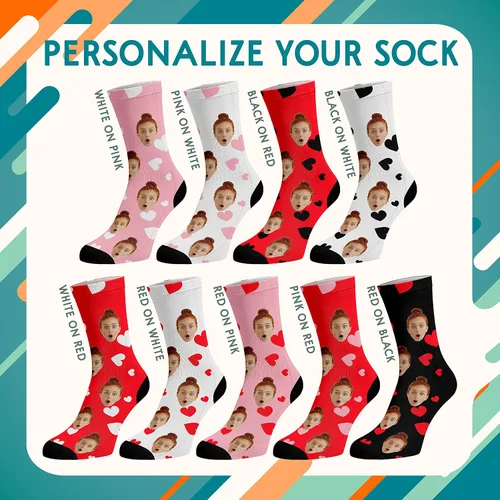 Vista 2 de Calcetines con fotos personalizados actualizados con caras - Imprime tu imagen, foto - Regalos divertidos personalizados para hombres y mujeres