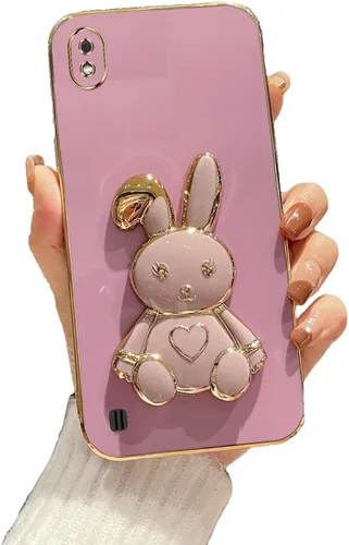 Vista 53 de Funda con soporte de conejo de corazón para Samsung Galaxy A10, cubierta protectora de TPU suave galvanizada a prueba de golpes con bonito soporte