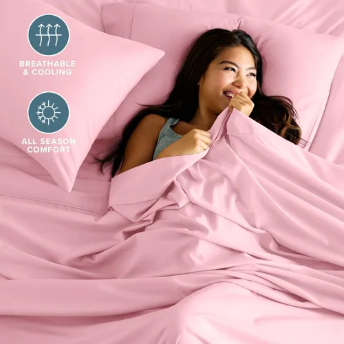 Vista 81 de Bare Home Sheet Set 1800 Ultra-Soft with 2 Pillowcases (Twin XL, Dark Blue)