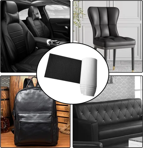 Vista 7 de Parche de reparación de cuero autoadhesivo negro para muebles, 4 x 63 pulgadas, excelente adhesión, parche de reparación de cuero autoadhesivo